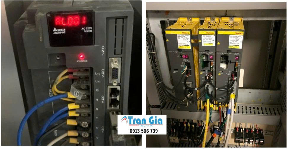 Hình ảnh servo đang trong quá trình được sửa chữa tại TRAN GIA Automation
