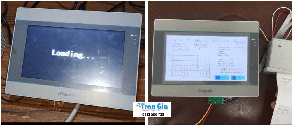 Hình ảnh sửa màn hình HMI đang trong quá trình sửa chữa tại Trần Gia Automation 