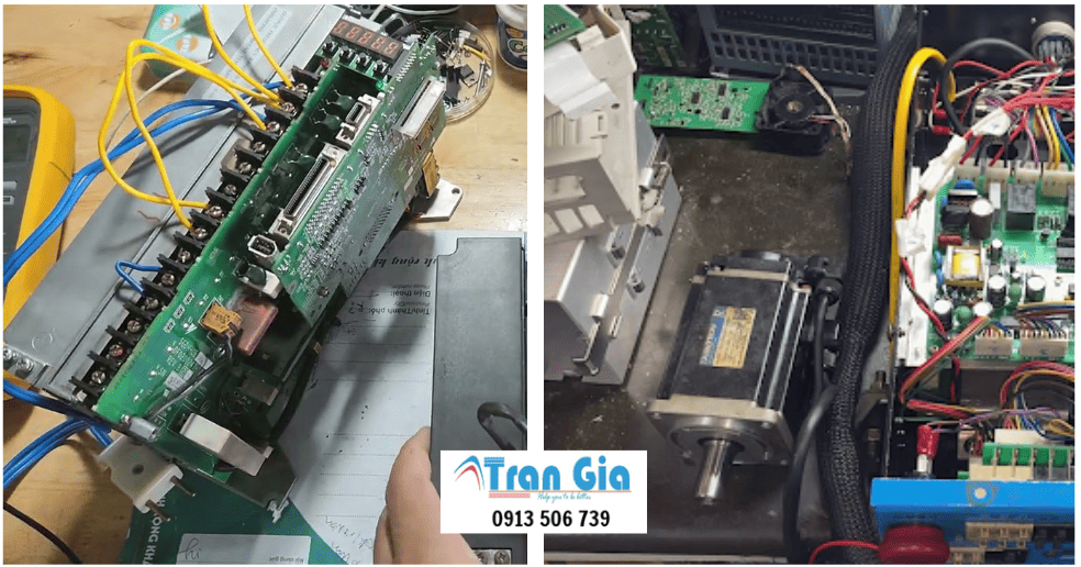 Hình ảnh sửa Servo đang trong quá trình sửa chữa tại TRAN GIA AUTOMATION