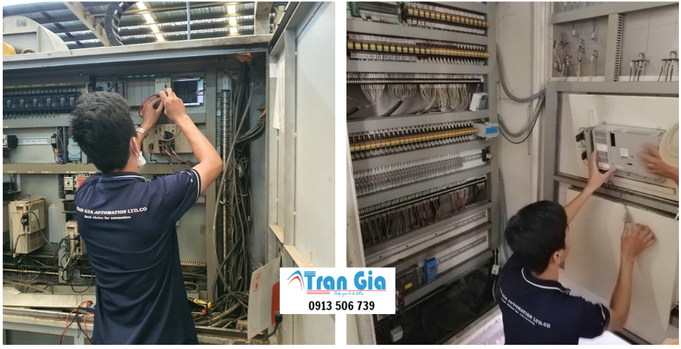 Hình ảnh sửa màn hình HMI đang trong quá trình sửa chữa tại Trần Gia Automation 