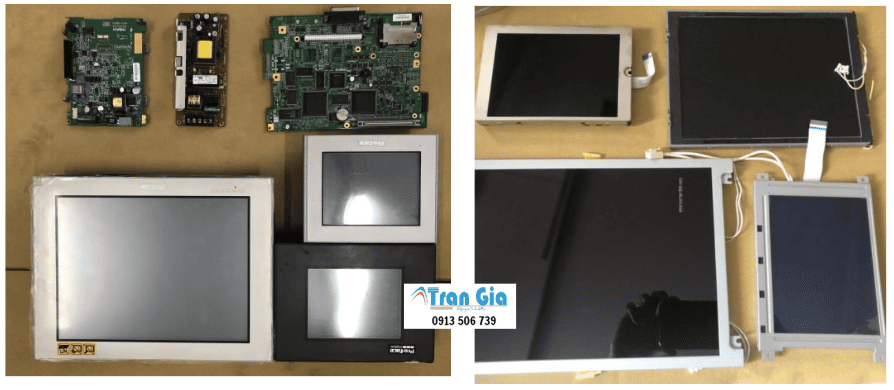 Hình ảnh sửa màn hình HMI đang trong quá trình sửa chữa tại TRAN GIA AUTOMATION