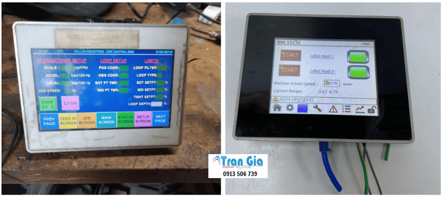 Hình ảnh sửa màn hình HMI đang trong quá trình sửa chữa tại TRAN GIA AUTOMATION