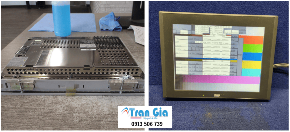 Hình ảnh sửa màn hình HMI đang trong quá trình sửa chữa tại Trần Gia Automation