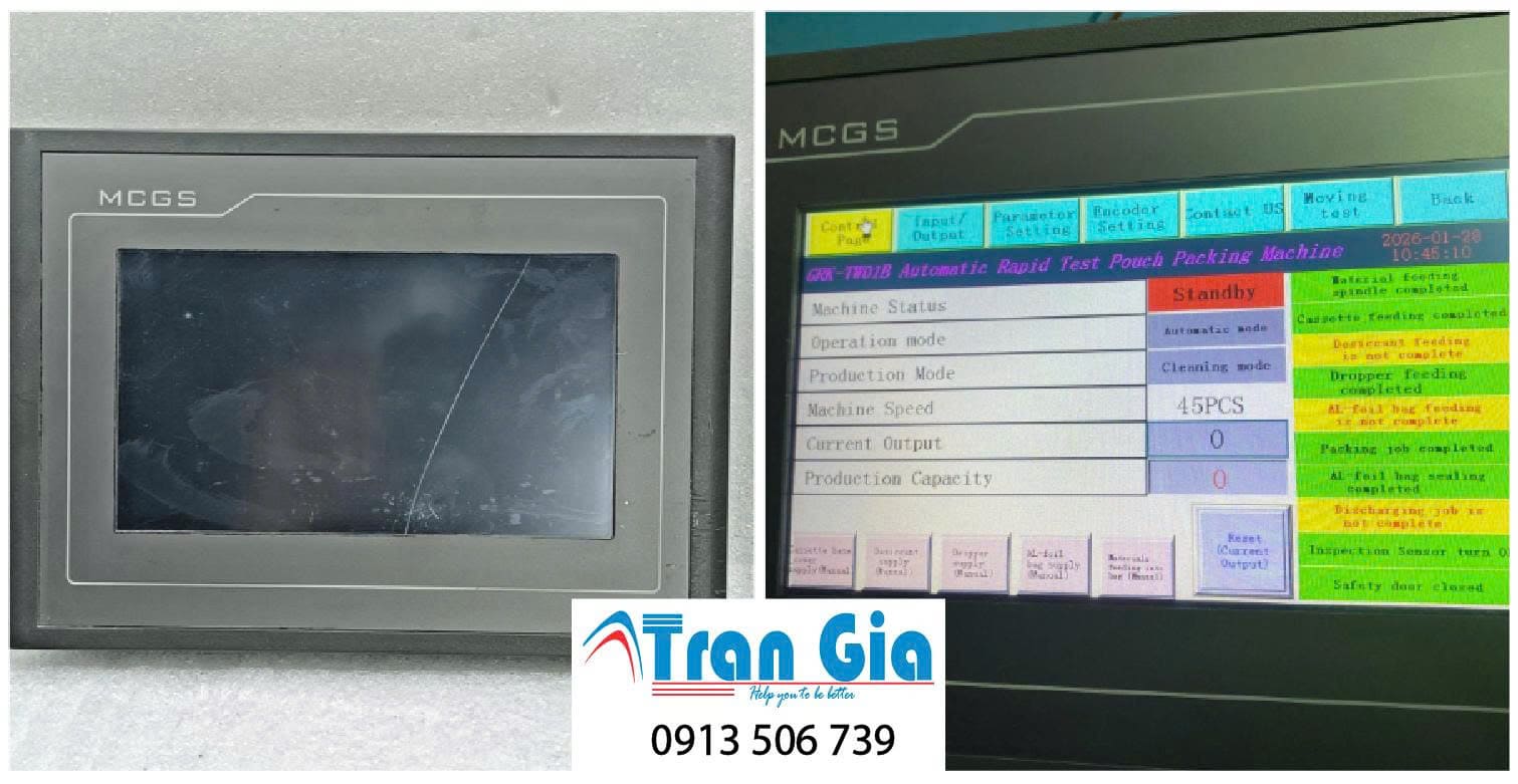 Hình ảnh sửa màn hình HMI đang trong quá trình sửa chữa tại TRAN GIA AUTOMATION