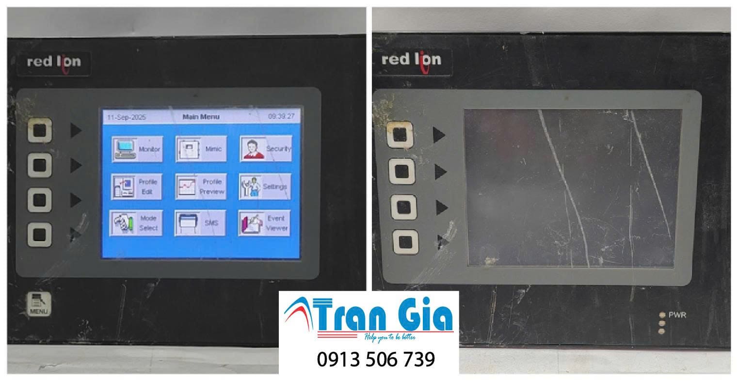 Hình ảnh sửa màn hình HMI đang trong quá trình sửa chữa tại TRAN GIA AUTOMATION
