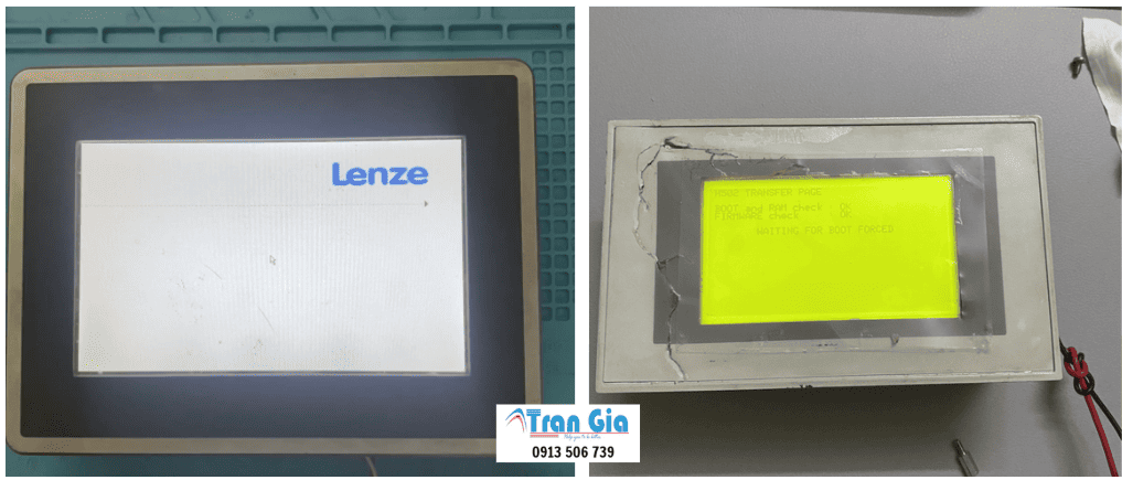 Hình ảnh sửa màn hình HMI đang trong quá trình sửa chữa tại Trần Gia Automation