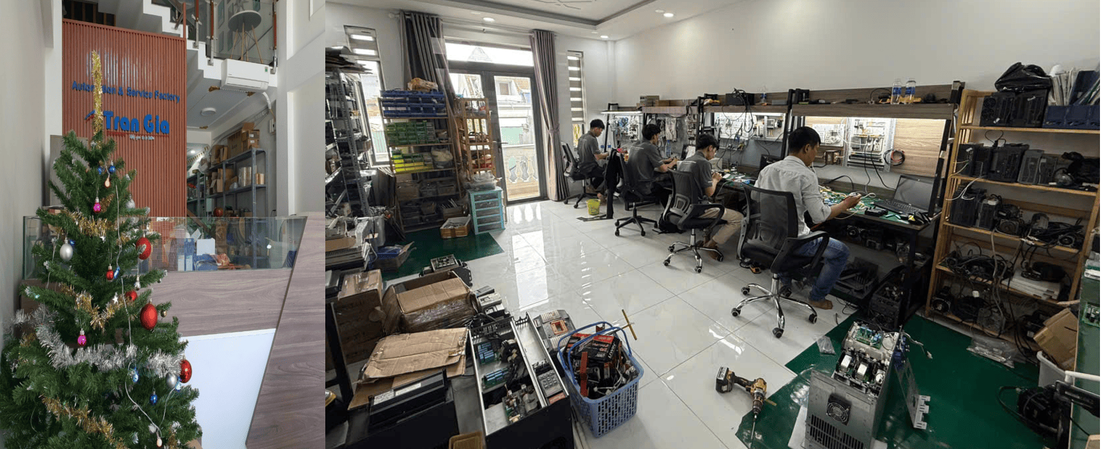 Hình ảnh sửa màn hình HMI đang trong quá trình sửa chữa tại Trần Gia Automation