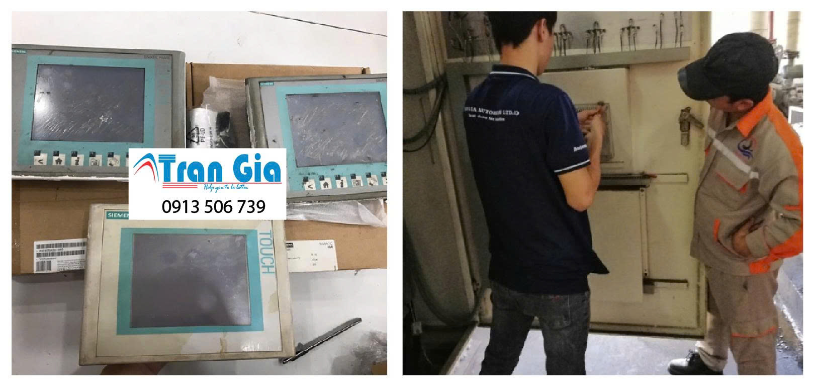Hình ảnh sửa màn hình HMI đang trong quá trình sửa chữa tại Trần Gia Automation