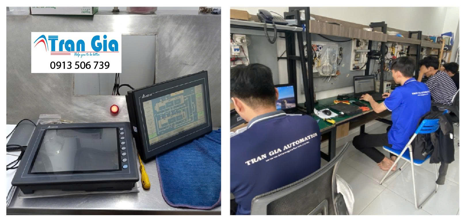 Hình ảnh sửa màn hình HMI đang trong quá trình sửa chữa tại Trần Gia Automation