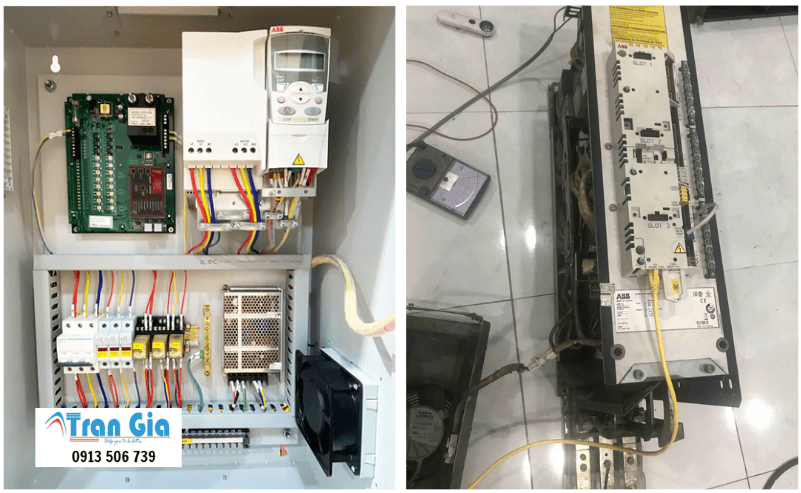 Hình ảnh sửa biến tần đang trong quá trình sửa chữa tại Trần Gia Automation