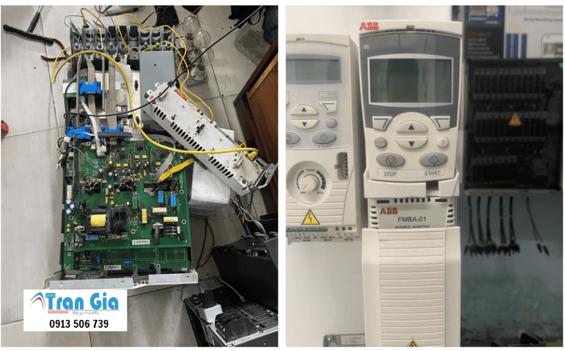 Hình ảnh sửa biến tần đang trong quá trình sửa chữa tại Trần Gia Automation