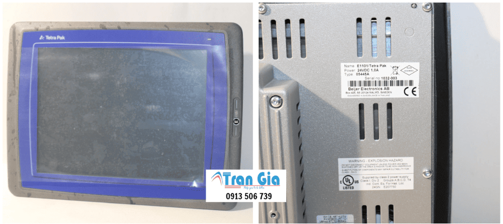 Địa chỉ sửa màn hình HMI Tetra Pak E1101 bị đen màn hình, cháy bo nguồn, liệt cảm ứng