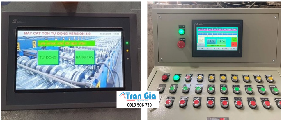 Sửa màn hình máy cán tôn không cài đặt được chiều dài lấy gấp